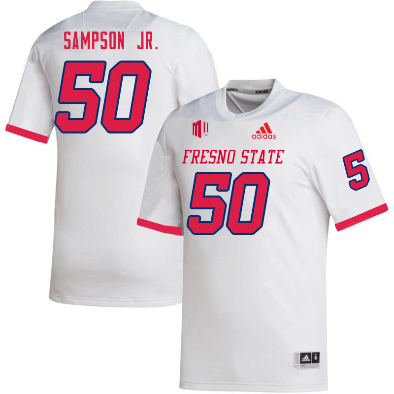 Men #50 Tyrone Sampson Jr. Fresno State Bulldogs College Football Jerseys Sale-White